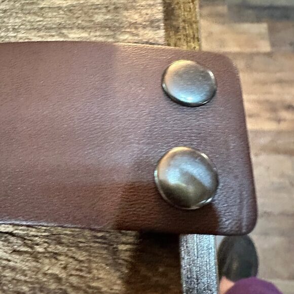 Hot‎ Pink Stone and Dark Brown Leather Cuff Bracelet - Picture 9 of 9